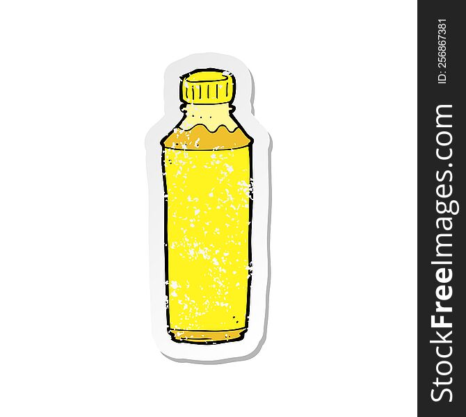 retro distressed sticker of a cartoon juice bottle