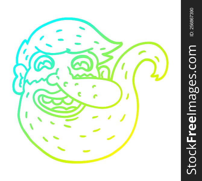 cold gradient line drawing of a bearded cartoon man