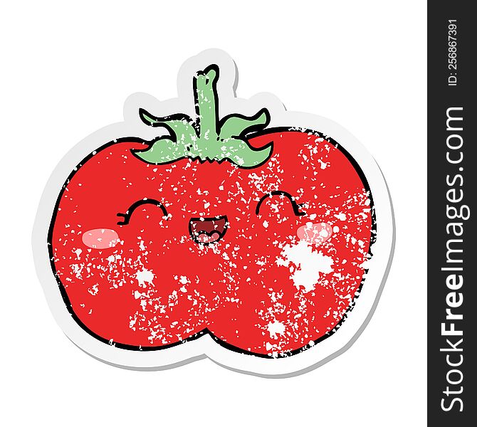 Distressed Sticker Of A Cartoon Tomato