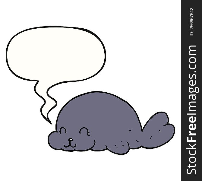 Cute Cartoon Seal And Speech Bubble