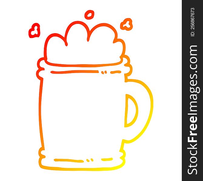 warm gradient line drawing of a cartoon beer tankard