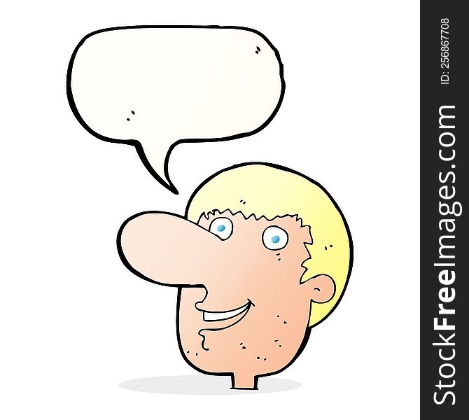 Cartoon Happy Male Face With Speech Bubble