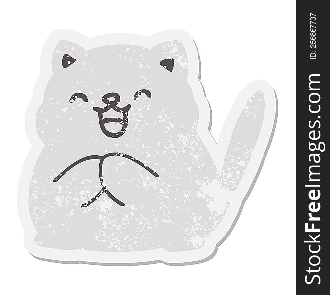 Cute Little Cat Grunge Sticker