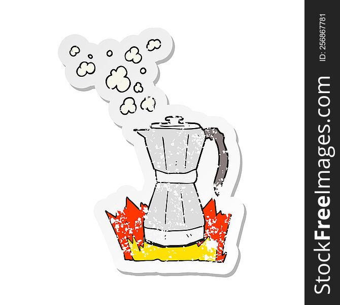 retro distressed sticker of a cartoon stovetop espresso maker