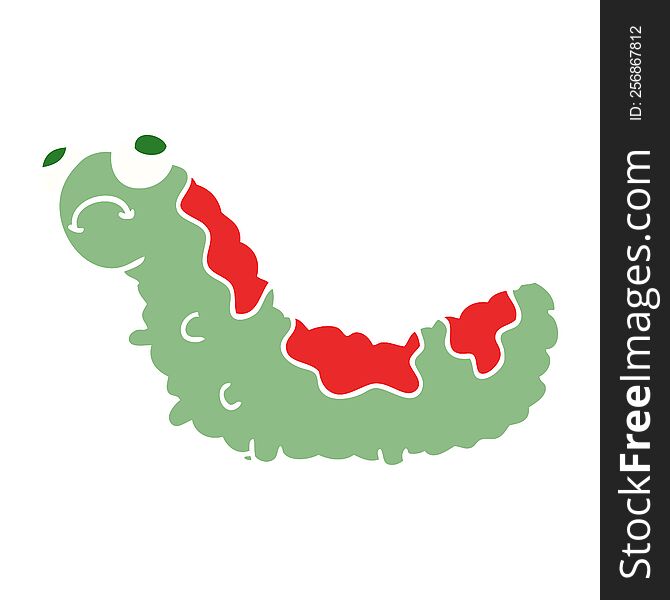 Flat Color Style Cartoon Unhappy Caterpillar