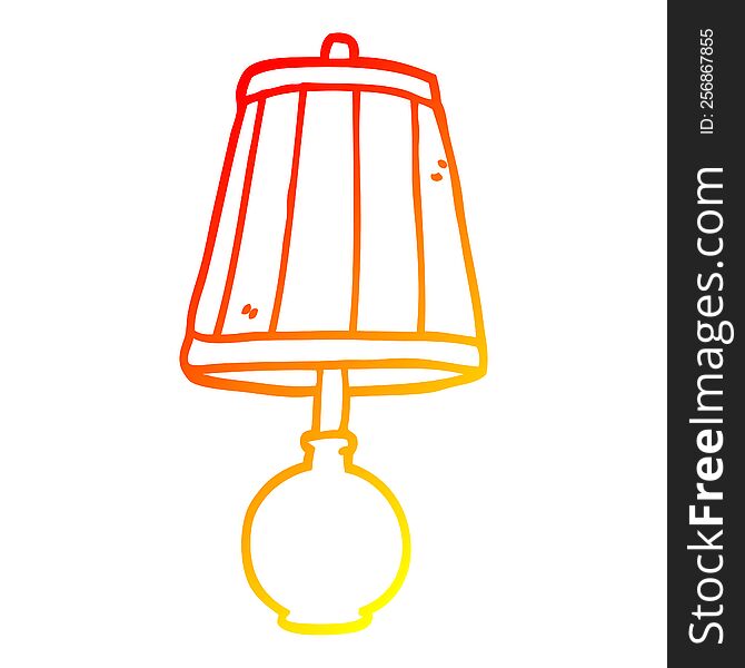 warm gradient line drawing of a cartoon table lamp