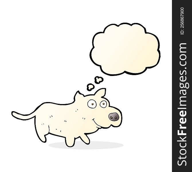 Cartoon Happy Little Dog With Thought Bubble