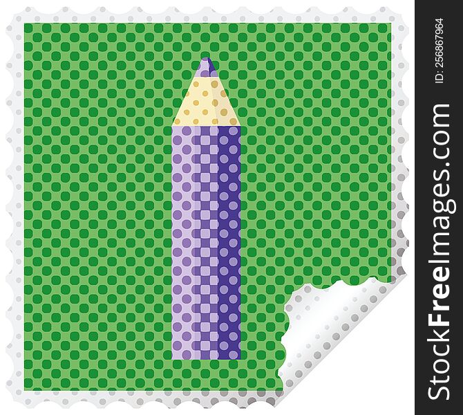 Purple Coloring Pencil Graphic Vector Illustration Square Sticker Stamp