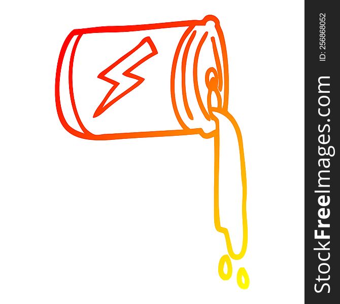 Warm Gradient Line Drawing Cartoon Pouring Soda Can