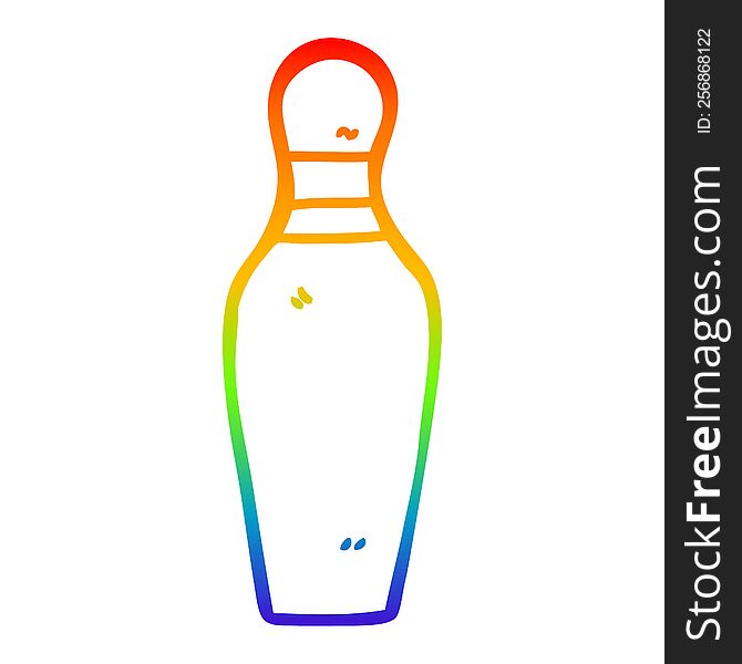 rainbow gradient line drawing of a cartoon bowling pin