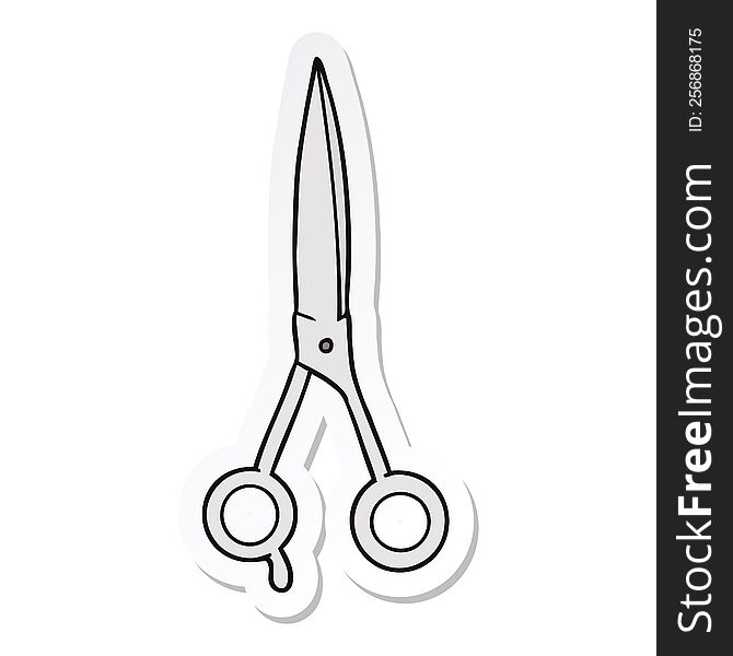 sticker of a cartoon barber scissors