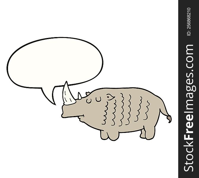 cartoon rhinoceros with speech bubble. cartoon rhinoceros with speech bubble