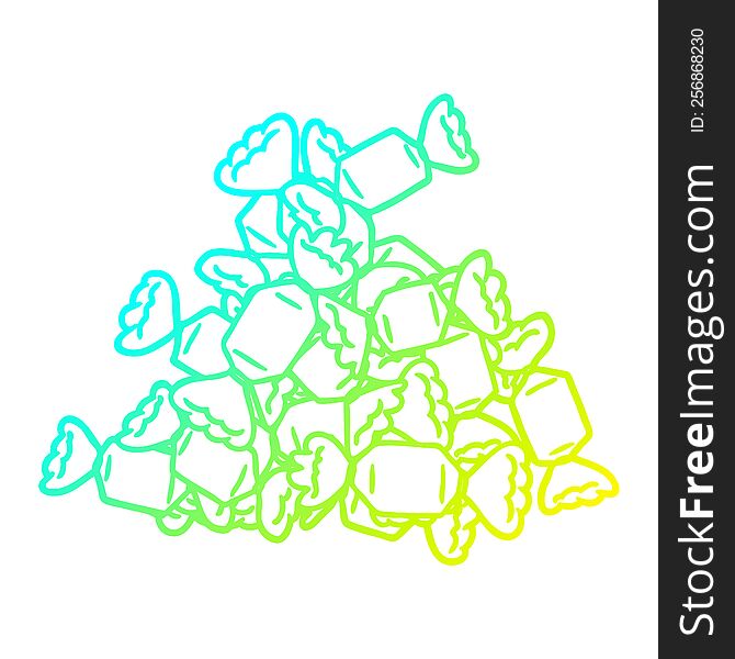 cold gradient line drawing of a cartoon candy