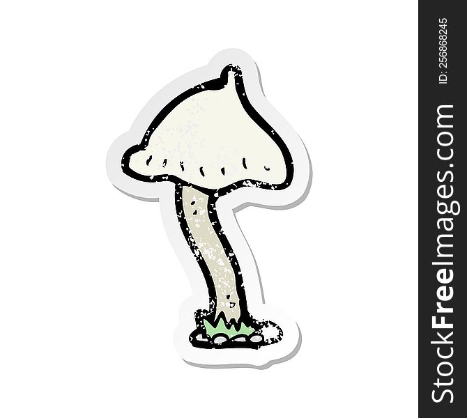 Retro Distressed Sticker Of A Cartoon Mushroom