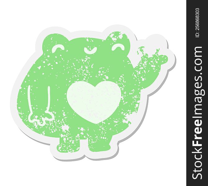 Cute Waving Frog Grunge Sticker