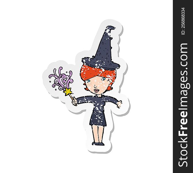 retro distressed sticker of a cartoon halloween witch