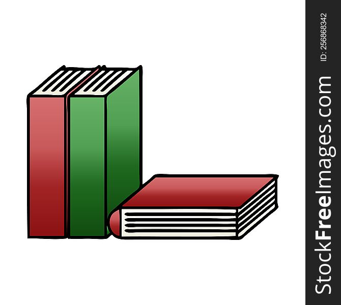 gradient shaded cartoon of a of books