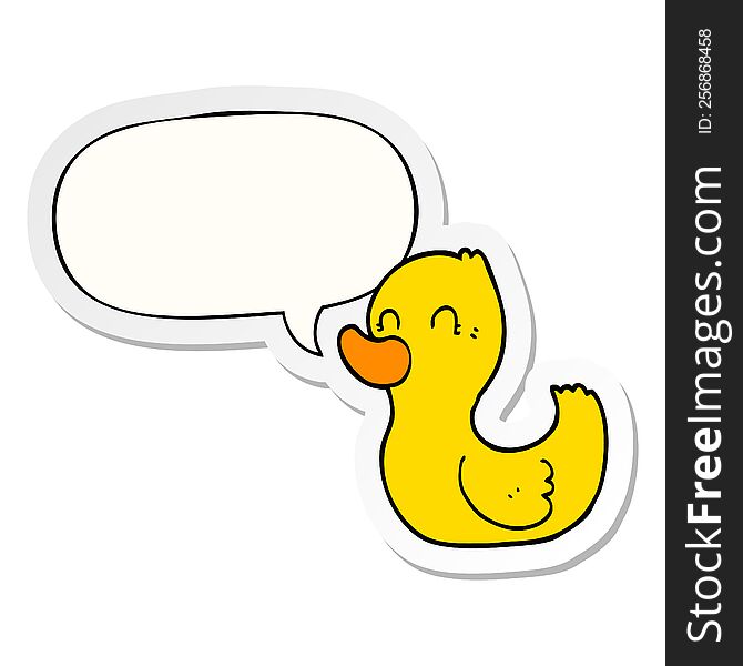 cartoon duck with speech bubble sticker. cartoon duck with speech bubble sticker