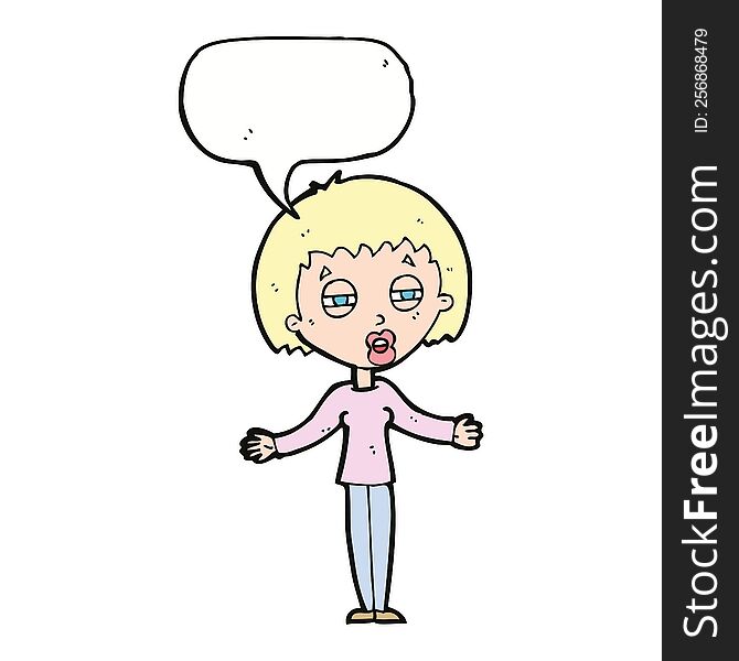 Cartoon Suspicious Woman With Speech Bubble