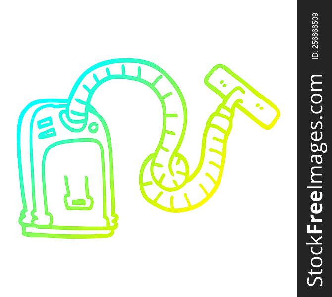 cold gradient line drawing of a cartoon vacuum cleaner