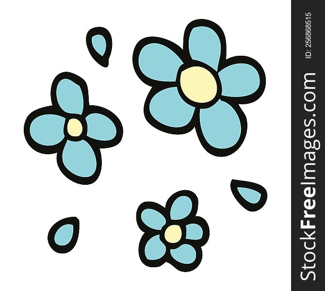 cartoon doodle decorative flowers