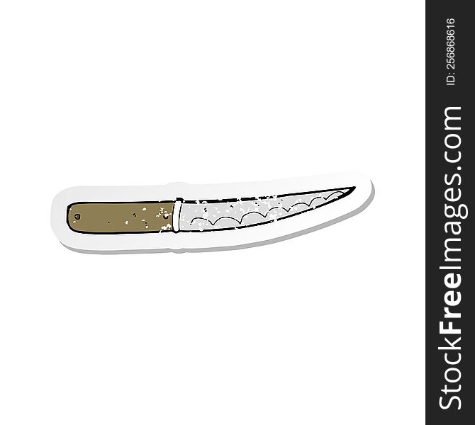 retro distressed sticker of a cartoon kitchen knife