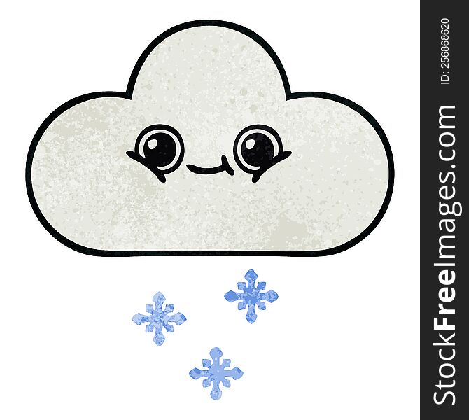 Retro Grunge Texture Cartoon Snow Cloud