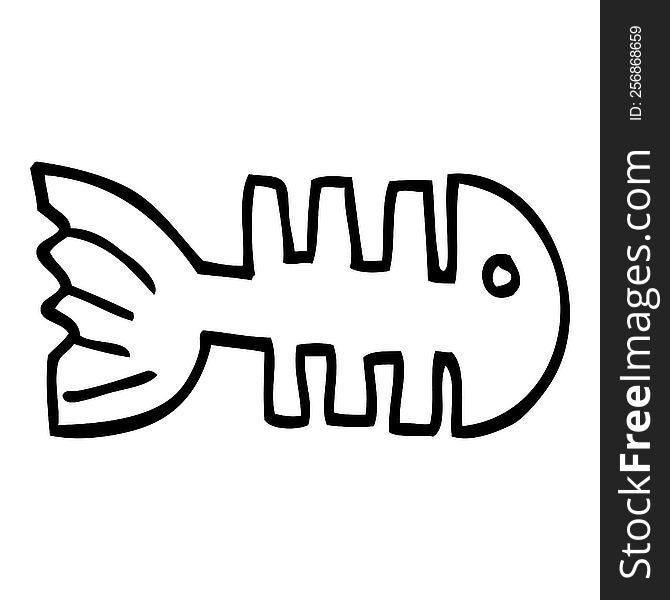 line drawing cartoon fish bones