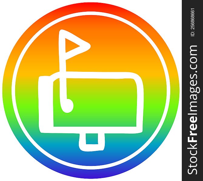 mail box circular icon with rainbow gradient finish. mail box circular icon with rainbow gradient finish