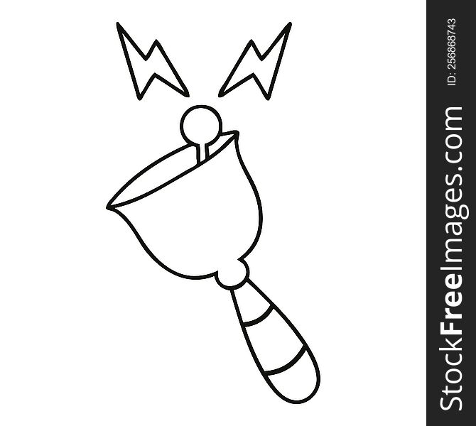 line drawing cartoon of a ringing hand bell