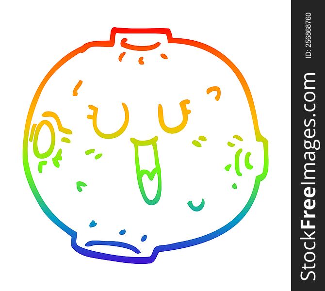 rainbow gradient line drawing of a happy cartoon moon
