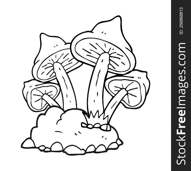 Black And White Cartoon Mushrooms