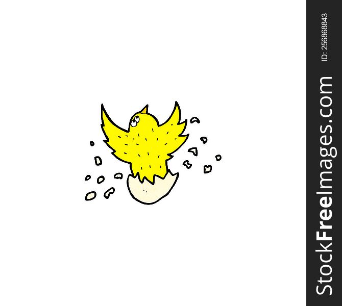 Cartoon Bird Hatching From Egg