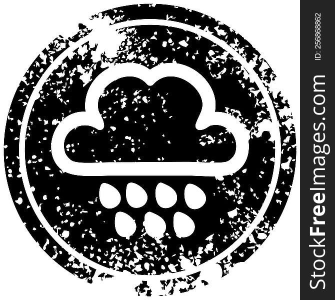 rain cloud distressed icon symbol