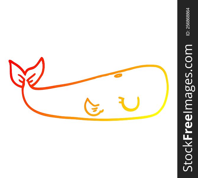 warm gradient line drawing of a cartoon sea whale