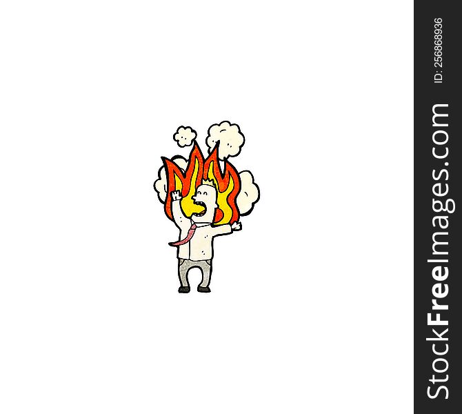 cartoon man on fire