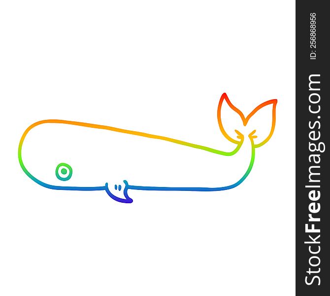 Rainbow Gradient Line Drawing Cartoon Whale