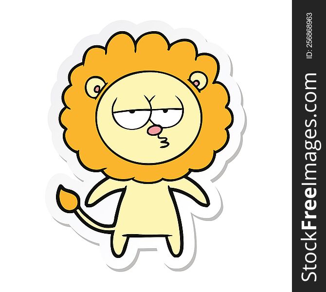 Sticker Of A Cartoon Bored Lion