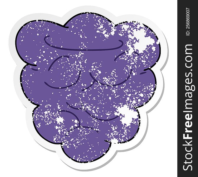 distressed sticker of a quirky hand drawn cartoon berry