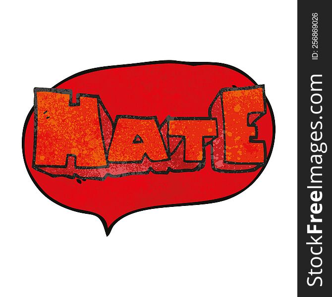 Speech Bubble Textured Cartoon Word Hate