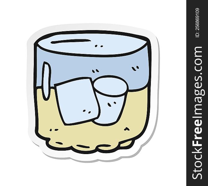 sticker of a cartoon whiskey and ice