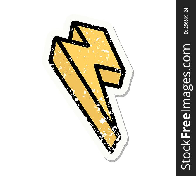 distressed sticker tattoo in traditional style of lighting bolt. distressed sticker tattoo in traditional style of lighting bolt