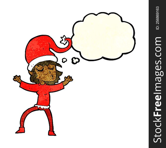 santa\'s helper cartoon with thought bubble