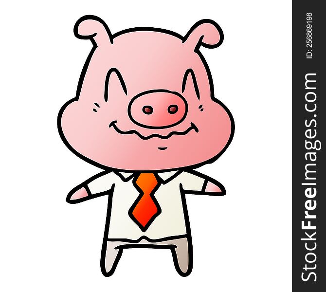 nervous cartoon pig boss. nervous cartoon pig boss
