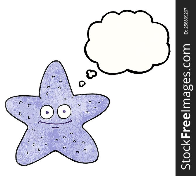 freehand drawn thought bubble textured cartoon starfish