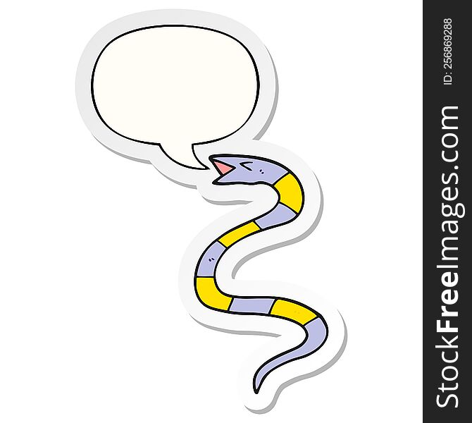 Hissing Cartoon Snake And Speech Bubble Sticker