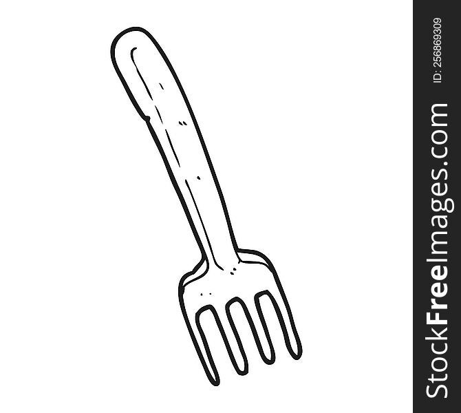 freehand drawn black and white cartoon fork