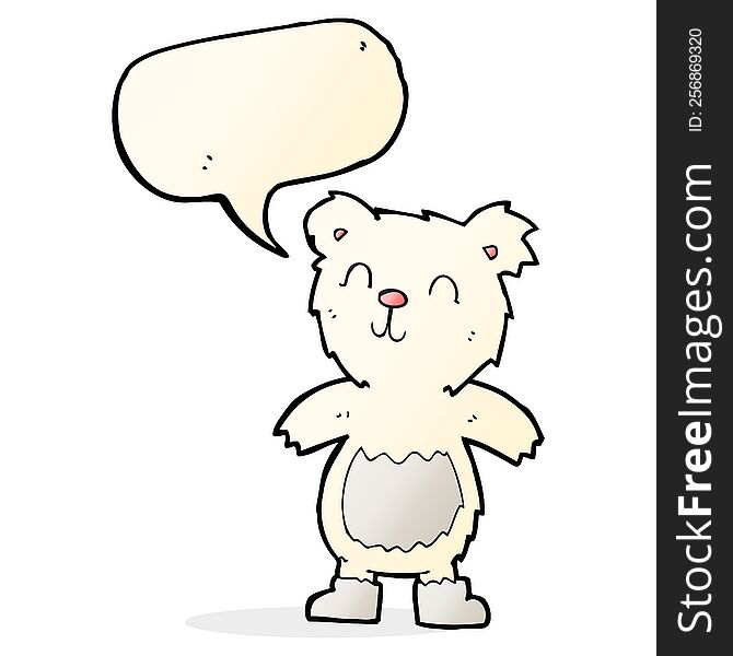 cartoon teddy polar bear with speech bubble