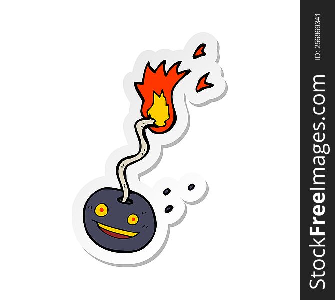 Sticker Of A Cartoon Bomb With Face