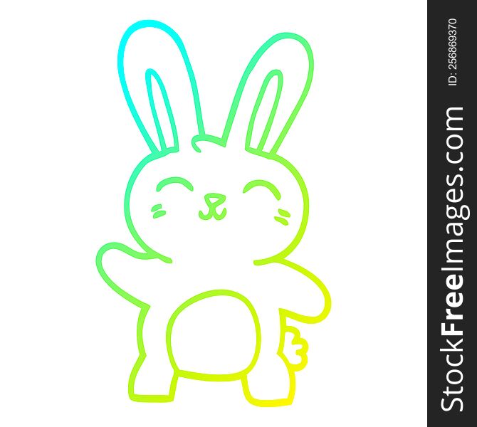 cold gradient line drawing of a cartoon happy bunny
